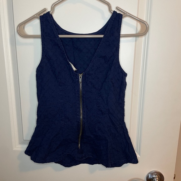 Navy blue zippered back blouse - Picture 2 of 2